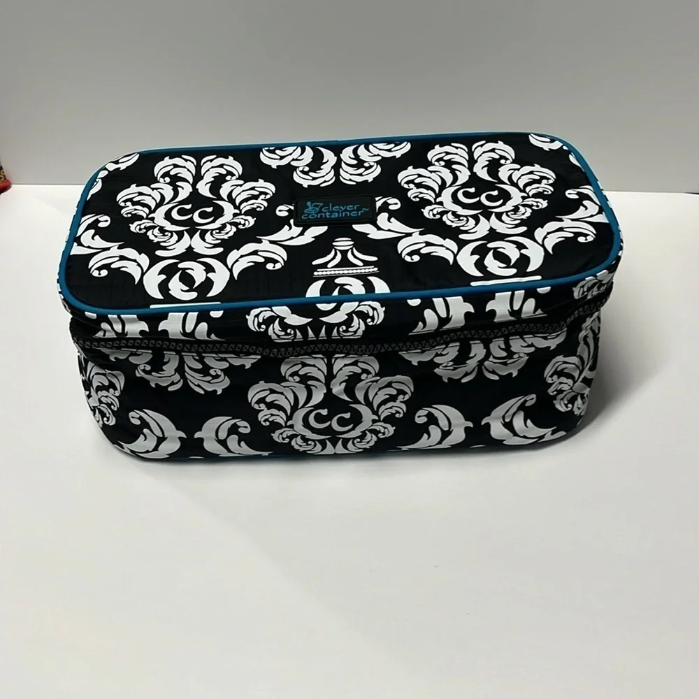 🆕 Travel Pouch for Makeup, Tech, Chargers and Much More Teal Black White